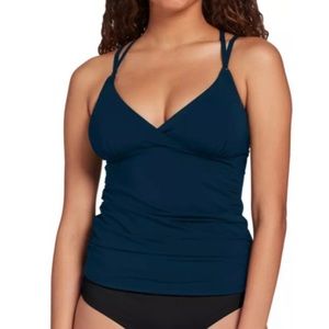CALIA BY CARRIE UNDERWOOD - Women's Strappy Ruched Tankini Top -Evening Sea Blue